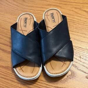 Born Black Crisscross Slide Sandals